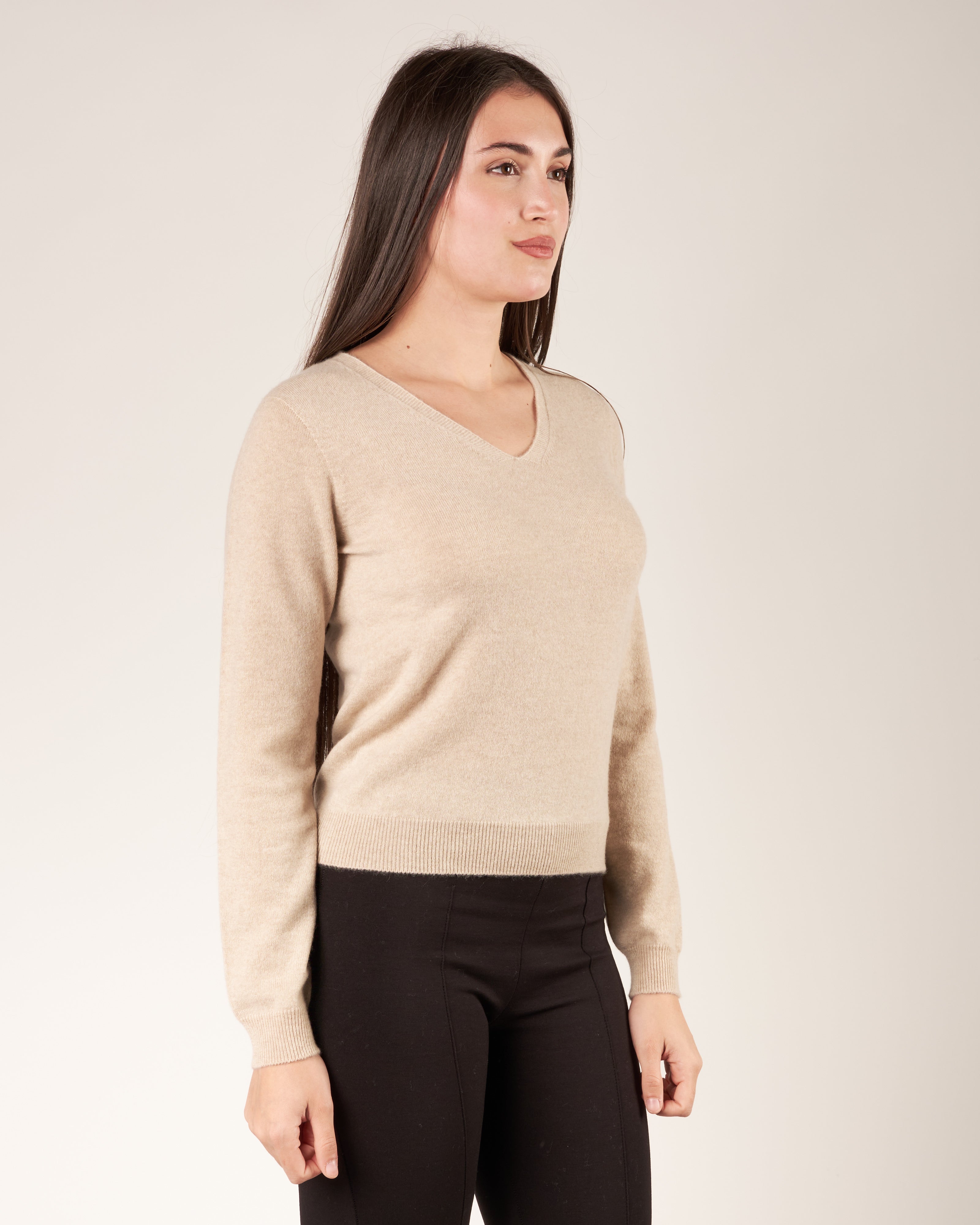 Pullover in cashmere con scollo a V