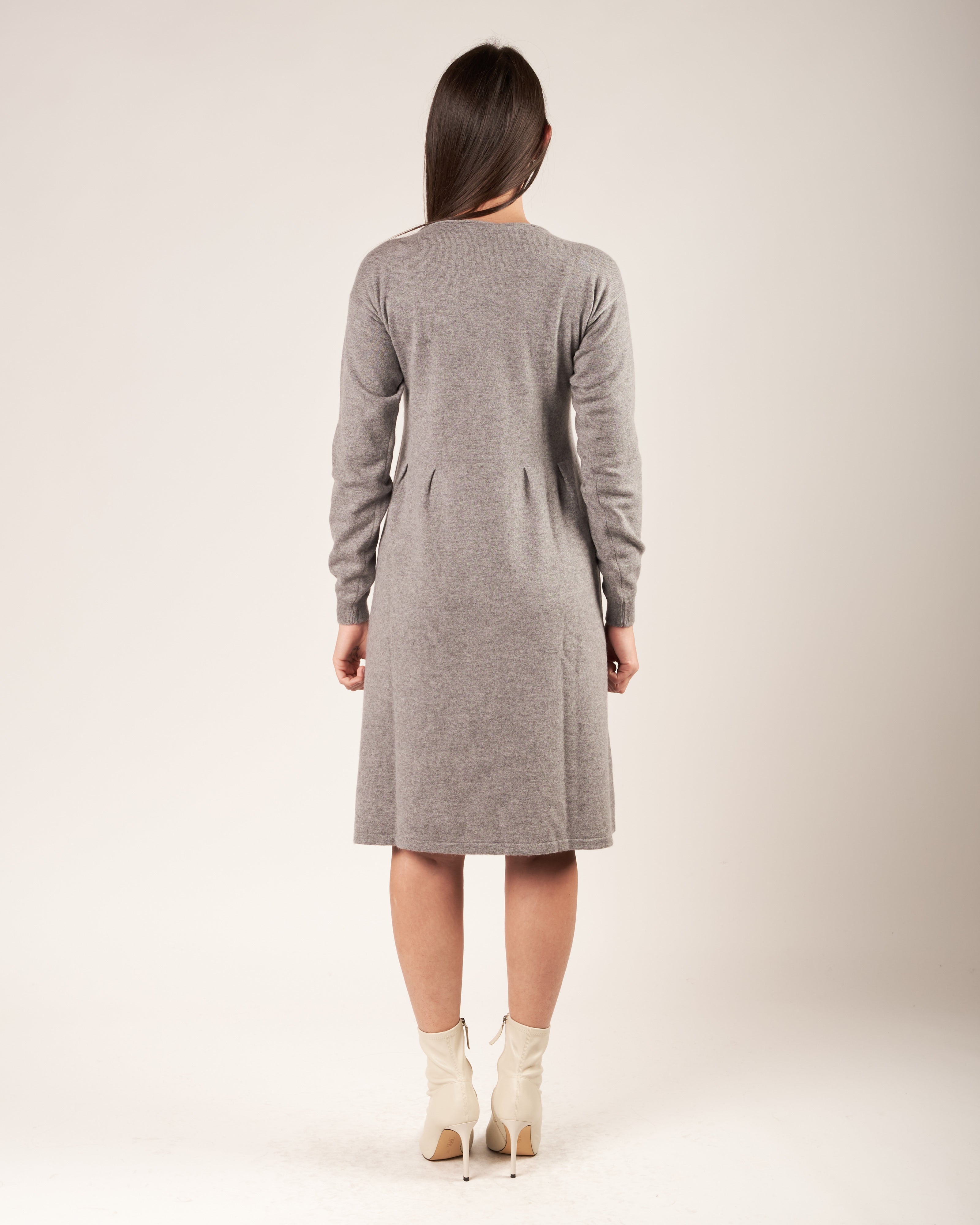 Abito misto cashmere con ricamo