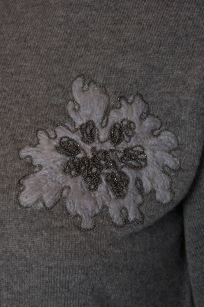 Abito misto cashmere con ricamo