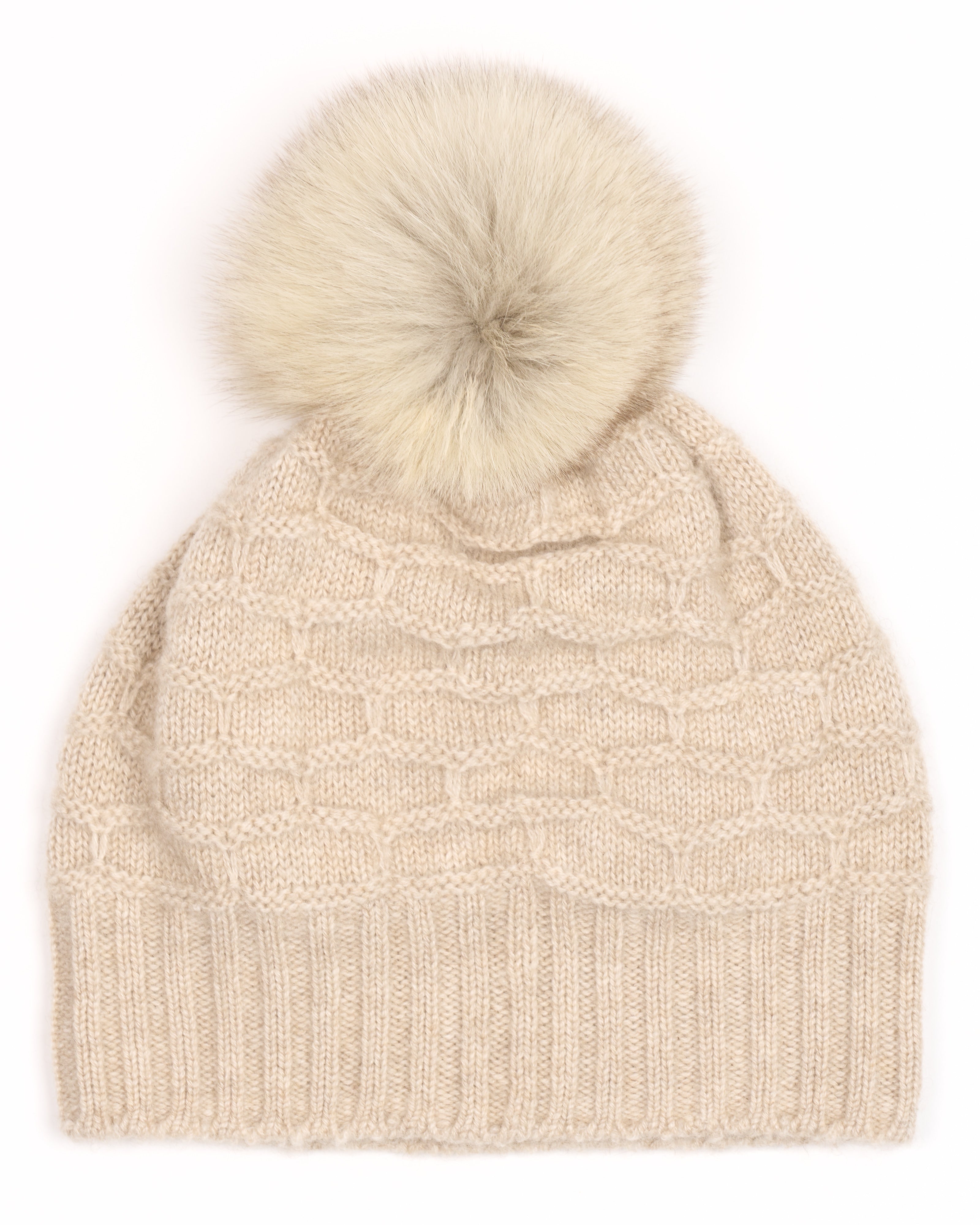 Cuffia in cashmere con pon pon