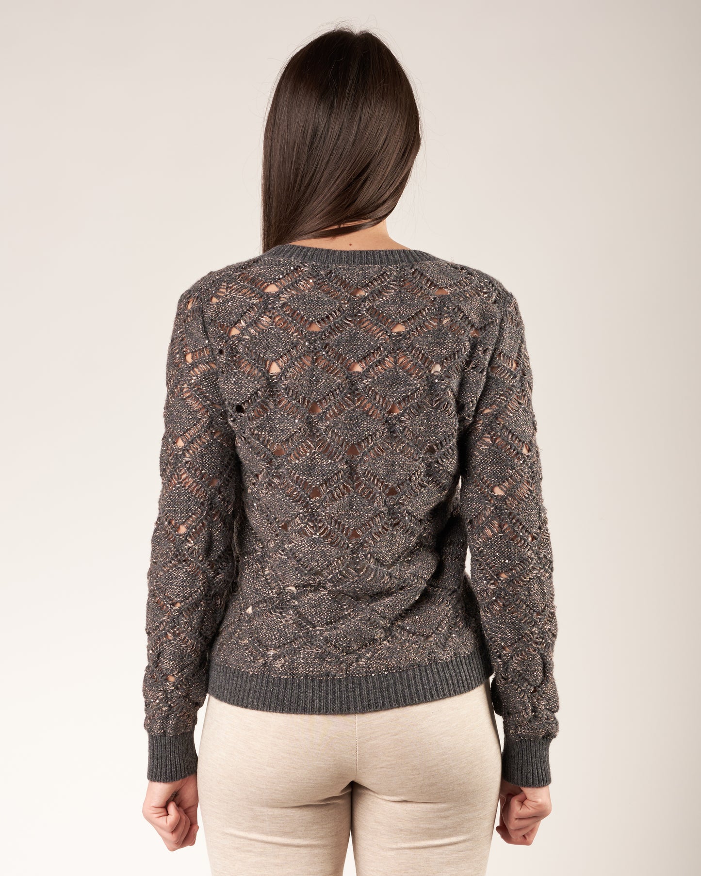 Pullover con scollo a V e paillettes