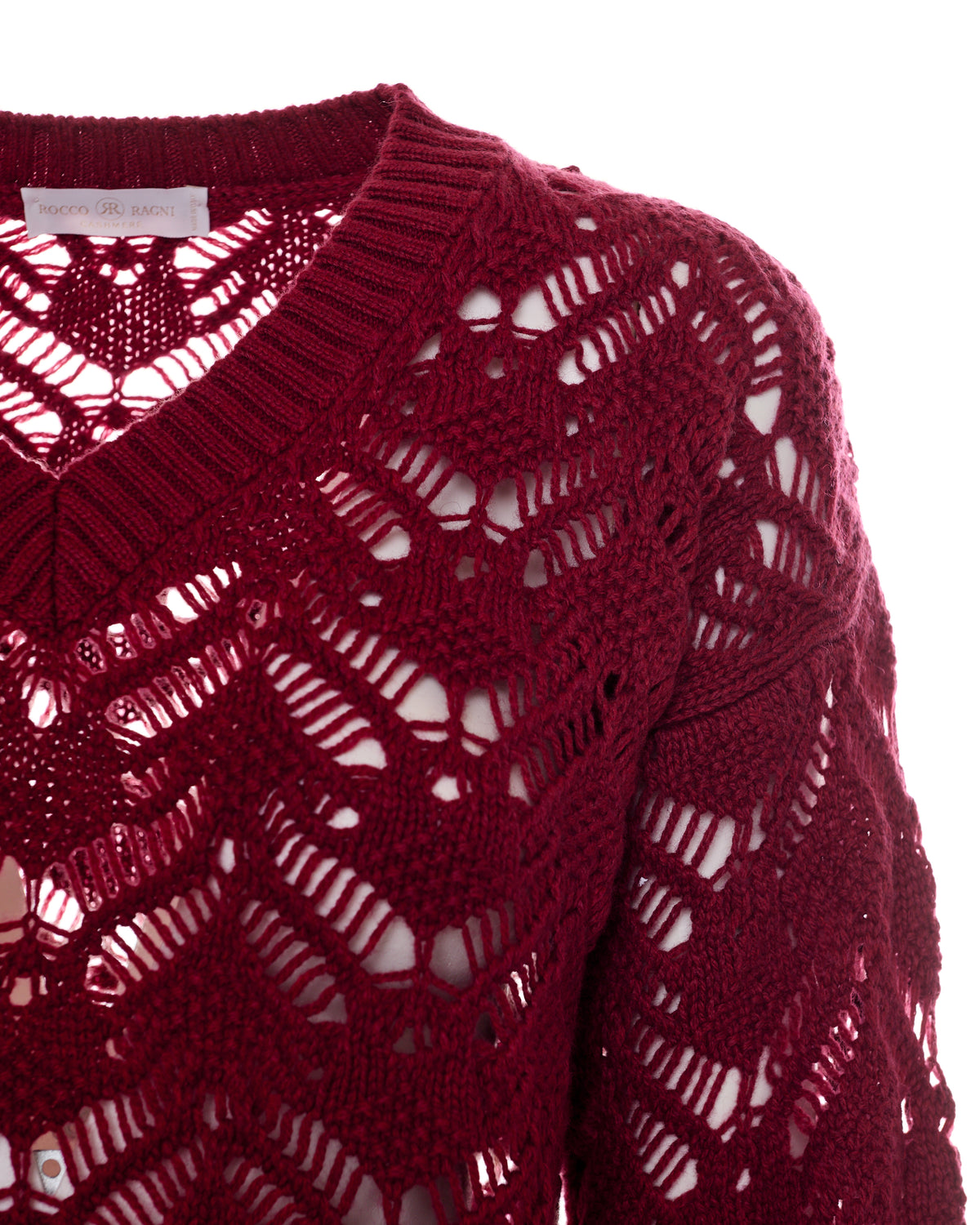 Maglia traforata con scollo a V