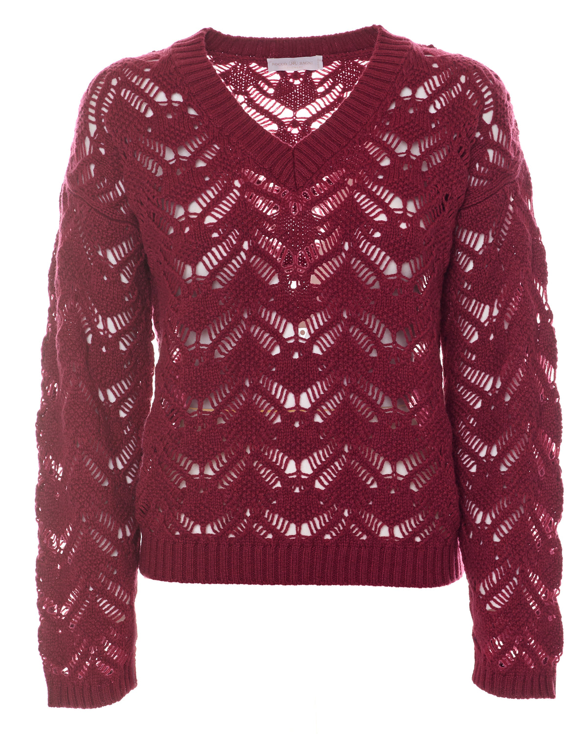 Maglia traforata con scollo a V
