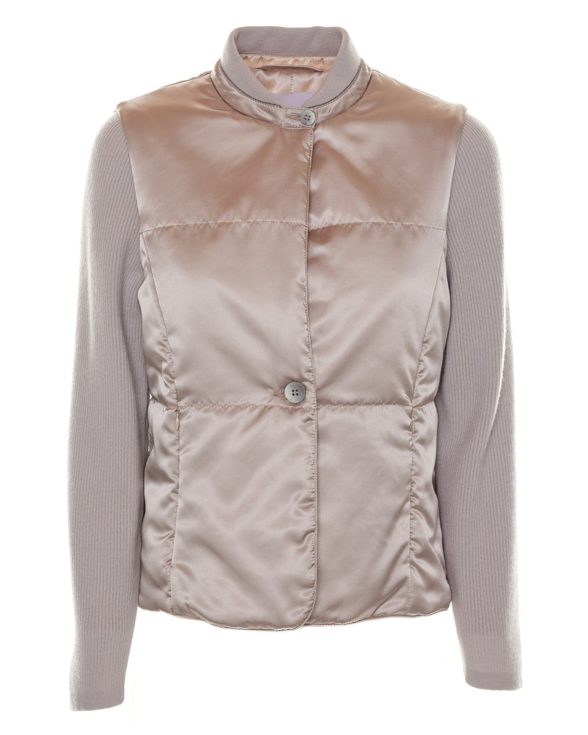 Piumino in raso e cashmere
