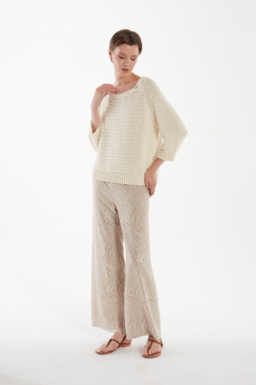 Pantaloni in georgette a fantasia