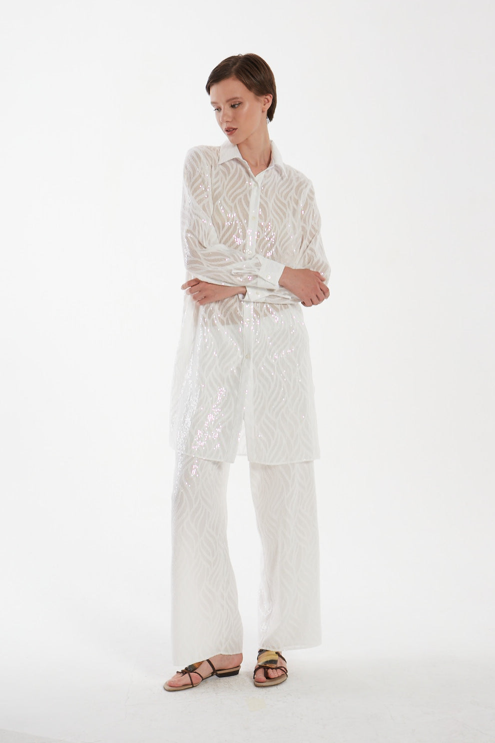 Pantaloni palazzo con paillettes