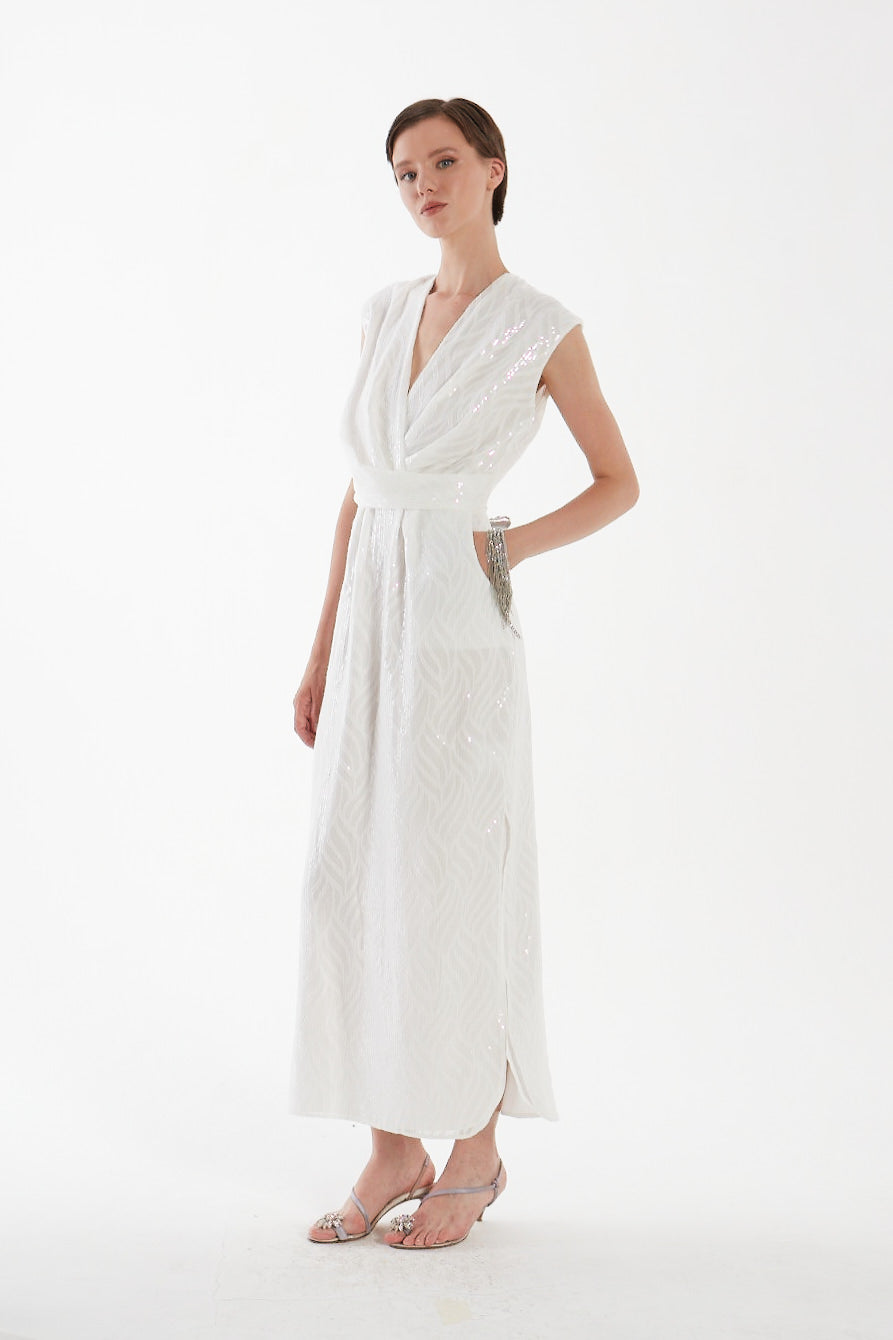 Abito midi in tessuto paillettes