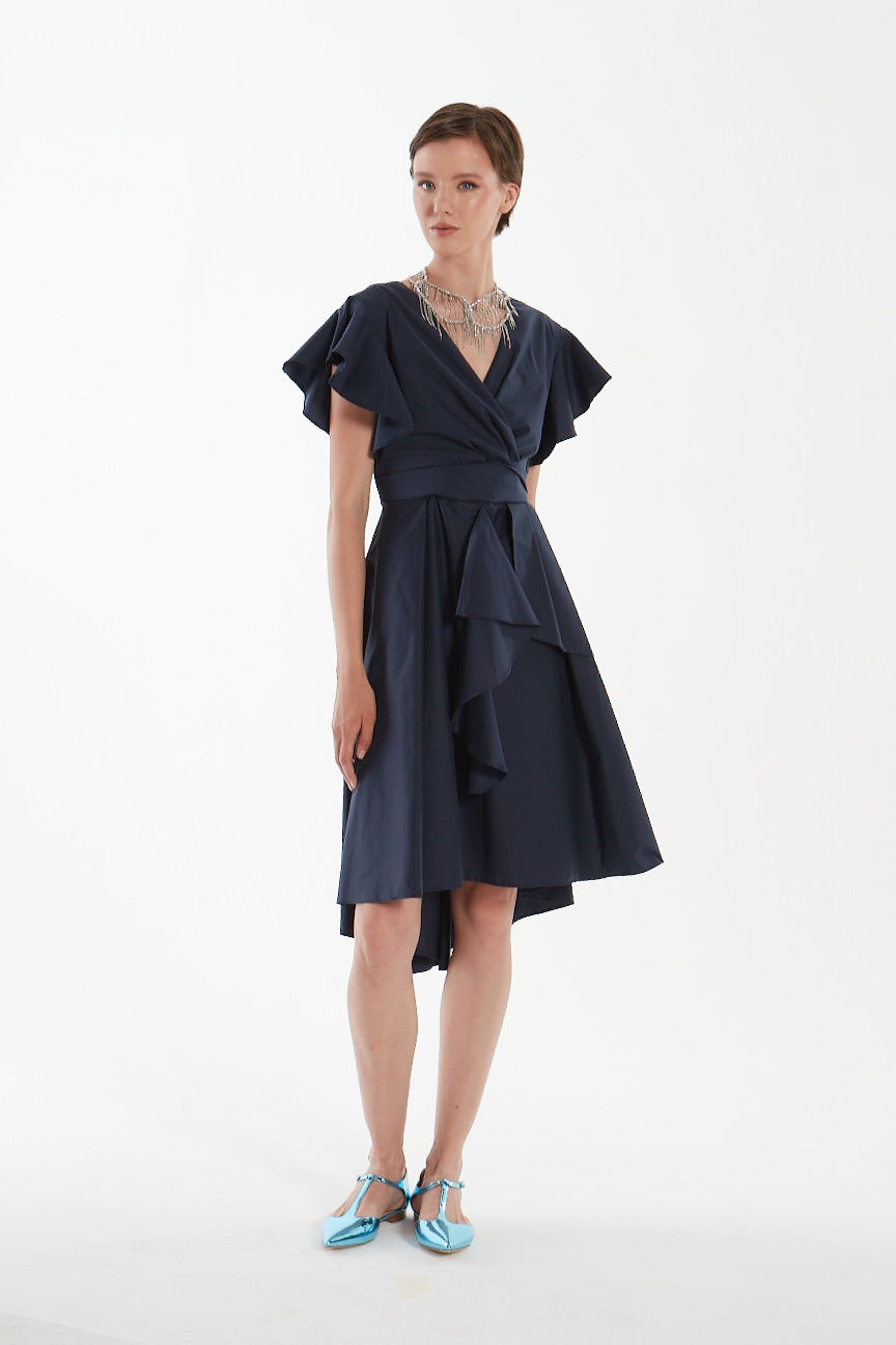 Abito in popeline con ruches