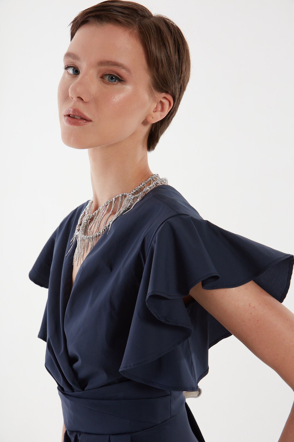 Abito in popeline con ruches