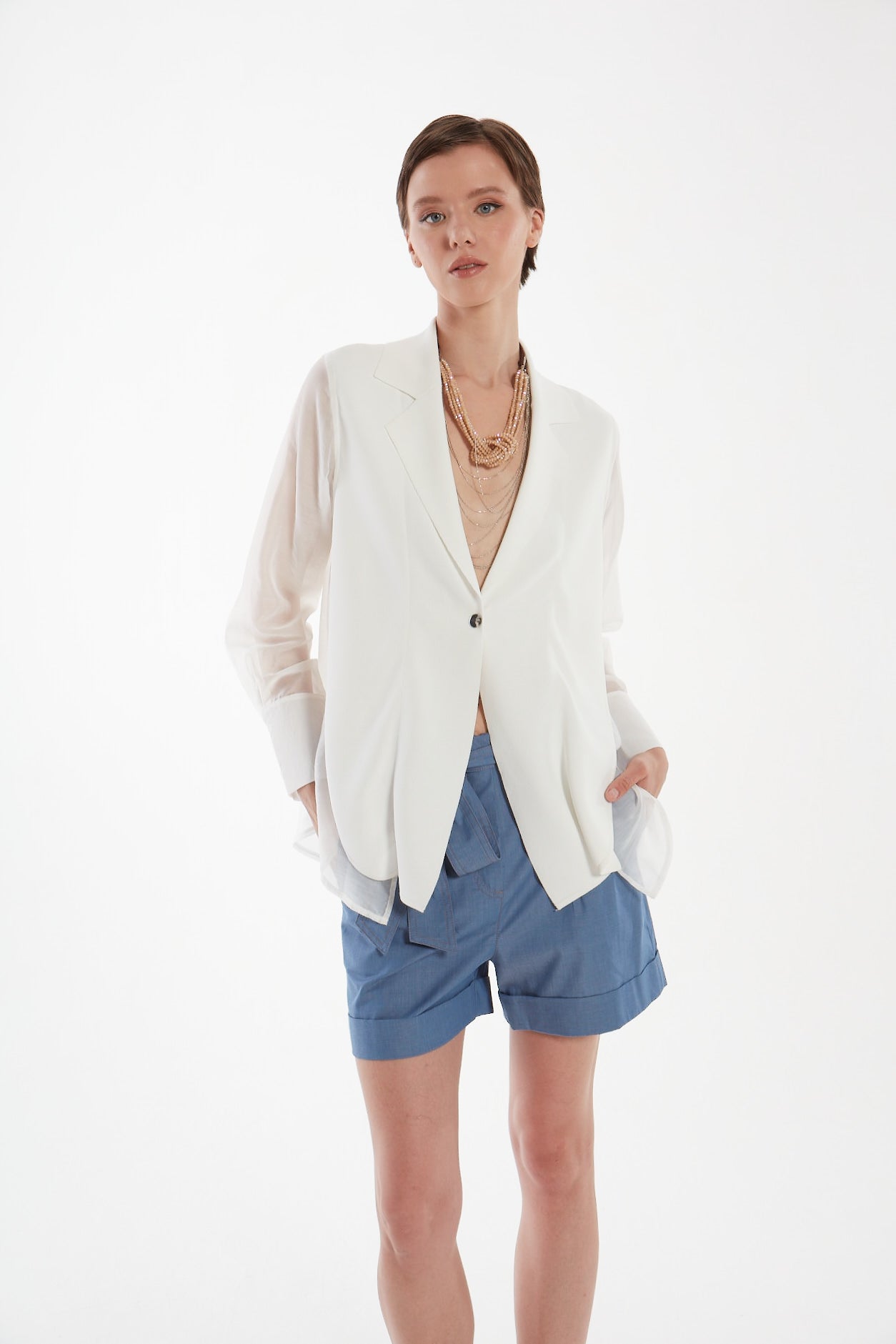 Giacca in tessuto combinato